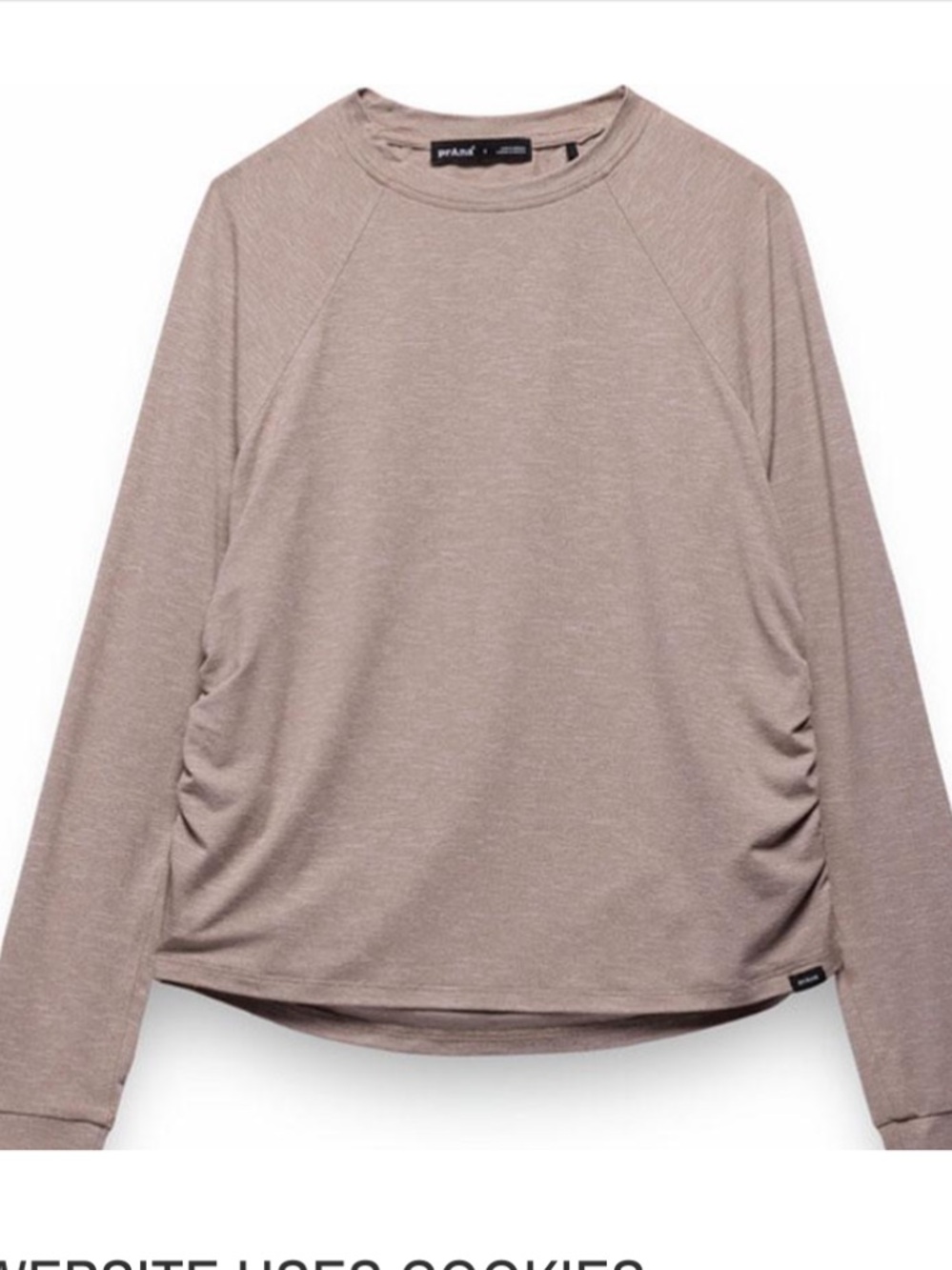 Prana Long Sleeve Top in Light Taupe Heather sizes L and S available.